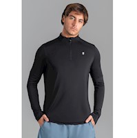 Polera Deportiva con Cierre Medio para Hombre Black Onyx